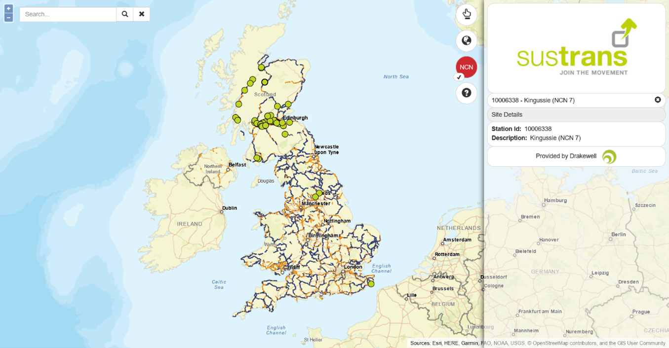 SUSTRANS ACTIVE TRAVEL DATA, public interface